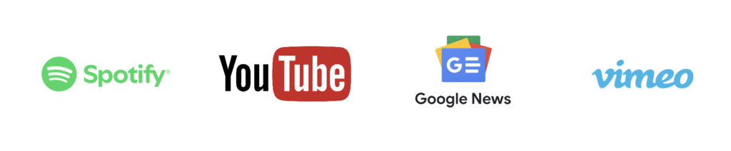 Logos of media example platforms